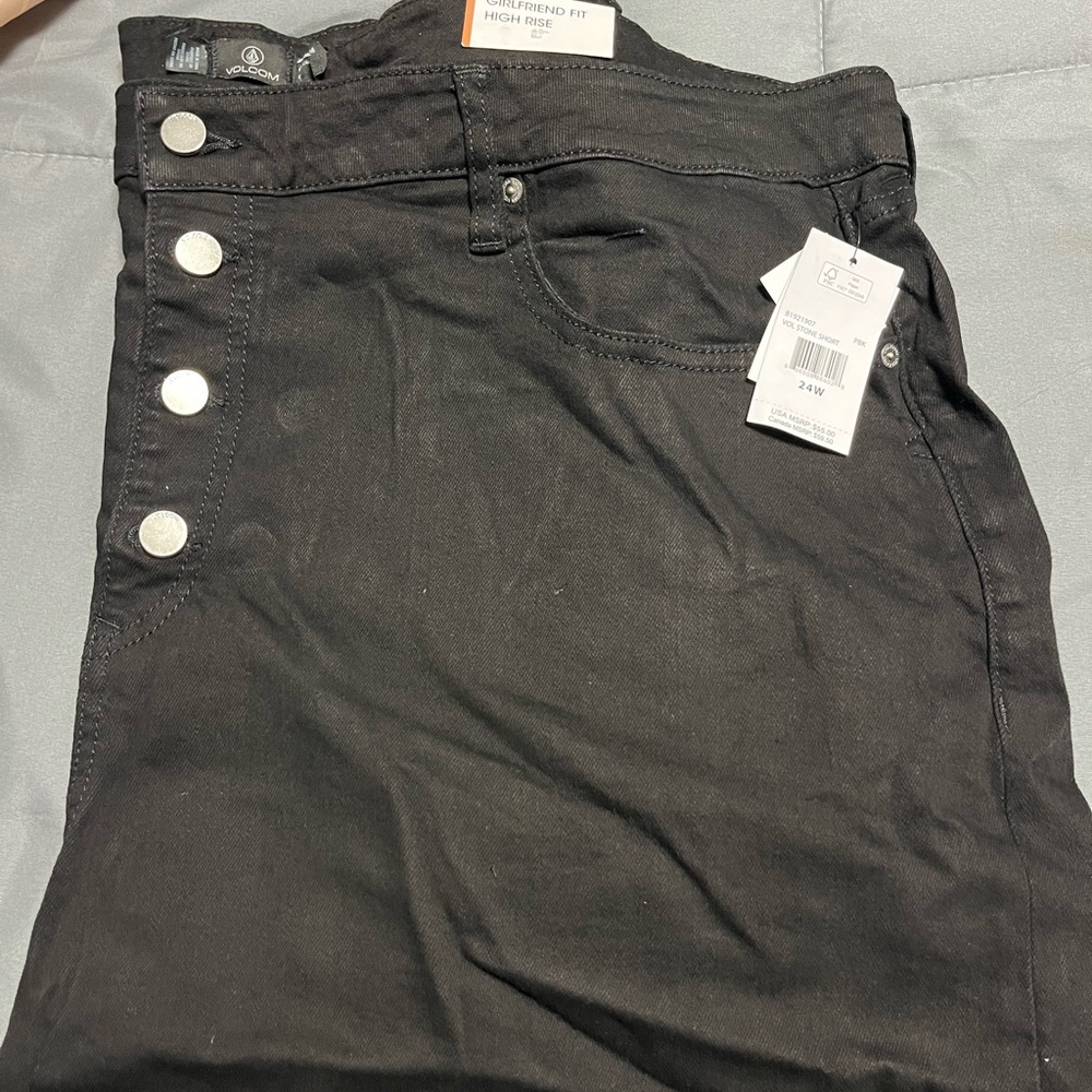 Black High-Waisted Jeans with Button Detail